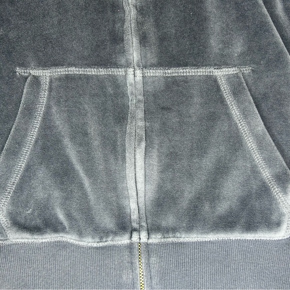 PINK Victoria’s Secret Gray Gold Sequin Bling Zip Up Velour Hoodie Size Small - Picture 11 of 13